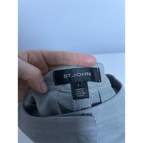 St. John Flat Front Trouser Dress Pants Straight Leg Gray Tweed Size 6 Womens - Picture 6 of 11